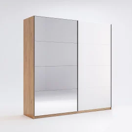 Шафа-купе з дзеркалом 2,0*2,1 Асті / Asti Глянець Білий - Дуб Крафт MiroMark AS-19-WB