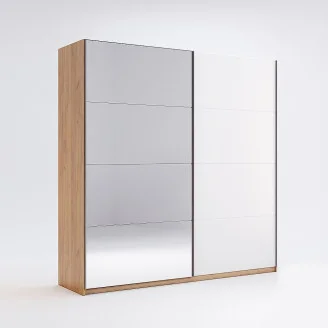Шафа-купе з дзеркалом 2,0*2,1 Асті / Asti Глянець Білий - Дуб Крафт MiroMark AS-19-WB