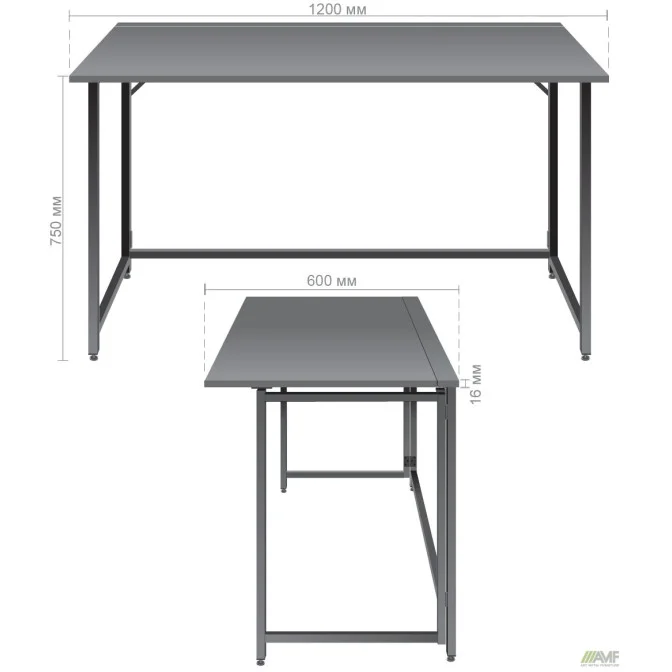 Стол раскладной Fold FL1200 (1200х600х750Н) черный/серый Шифер AMF