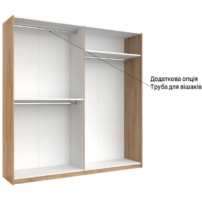 Шафа-купе без дзеркала 2,5*2,1 Асті / Asti Глянець Білий - Дуб Крафт MiroMark AS-25-WB
