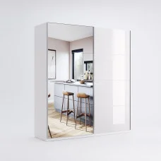 Шафа-купе з дзеркалом 1,5x2,1 Віва / Viva Глянець Білий MiroMark VV-19-WB