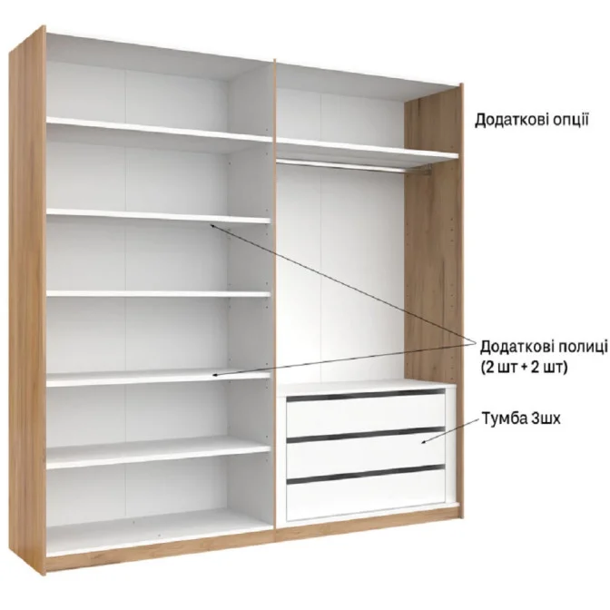 Шкаф-купе 2,5x2,1 Белла / Bella Глянец Белый MiroMark BL-21-WB