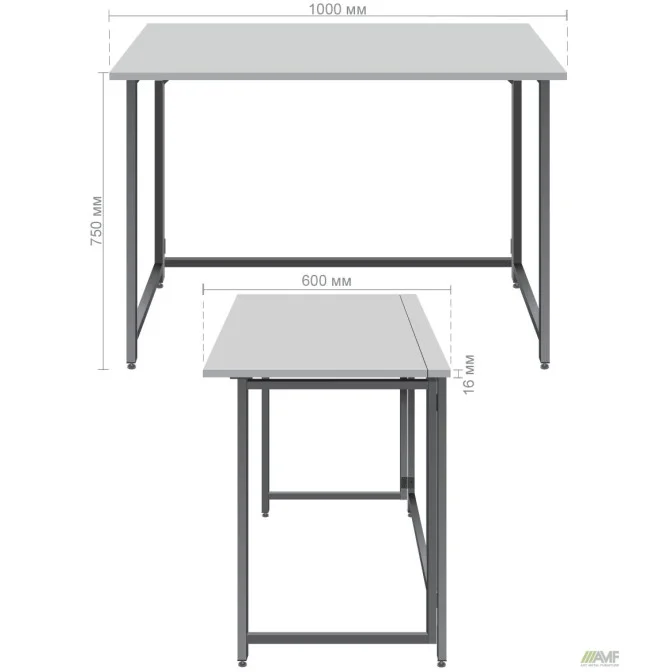 Стіл розкладний Fold FL1000 (1000х600х750Н) чорний/Білий AMF