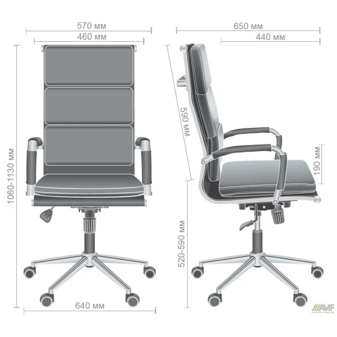 Крісло Slim FX HB Хром Tilt WAX Dark Grey AMF