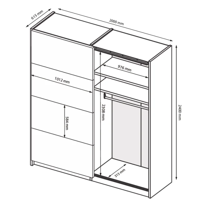 Шкаф-купе 2,0х2,4 Фемели / Family Глянец Белый MiroMark FM-85-WB