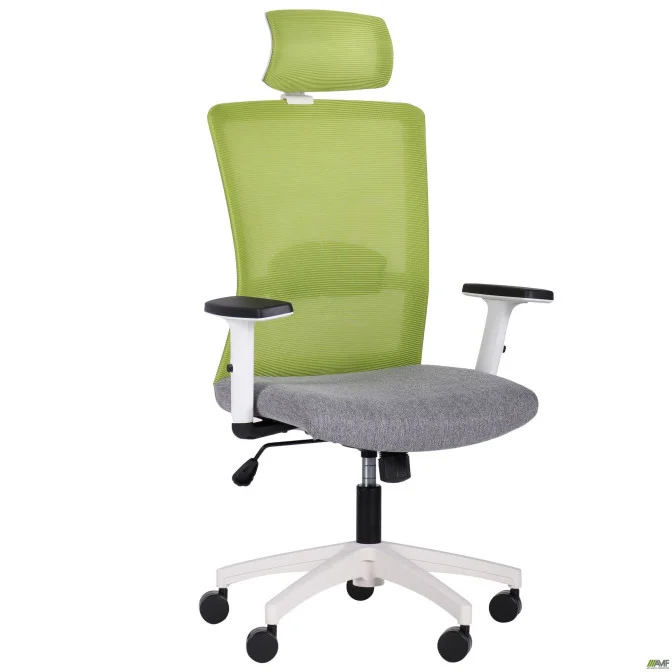 Кресло Uran White HR сиденье Сидней-20/спинка Сетка SL-06 салатовая AMF