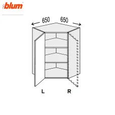 Кухонная секция Миллениум верхняя Угол В 45° 650х650/720 1дв Pro Blum Левая ML-493W/9003L MiroMark