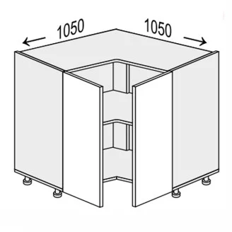 Кухонная секция Глори нижняя угол Н 90° 1050х1050/820 2дв GL-094W/01 MiroMark