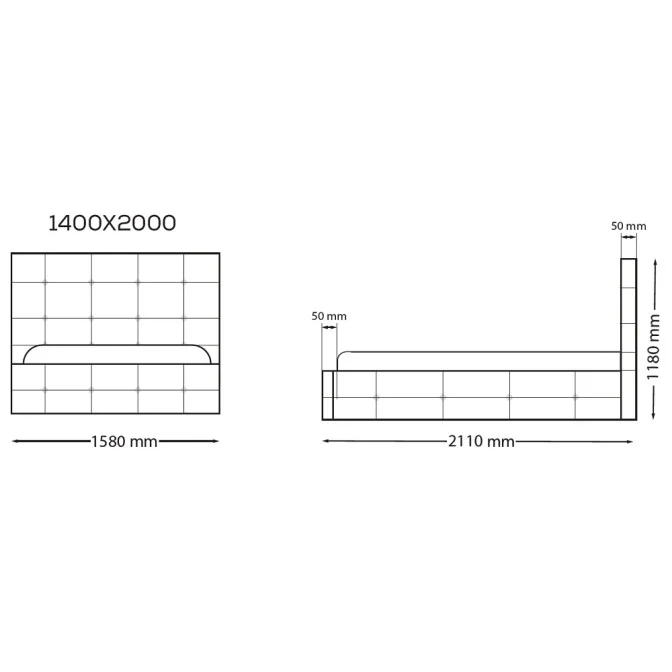 Ліжко М'яка оббивка з підйомним механізмом 1,4x2,0 Брістоль / Bristol MiroMark SF-44-BR